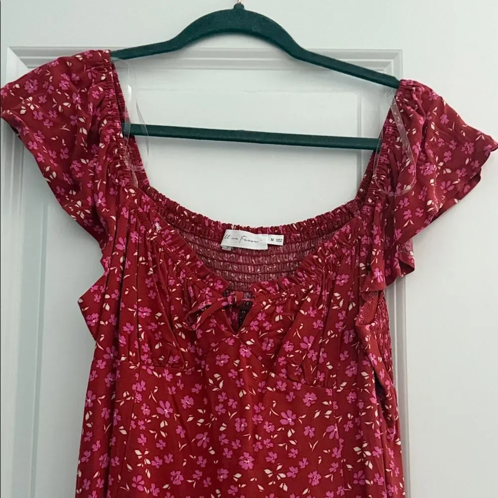 All in Favor Red Floral Mini Dress - Picture 2 of 4